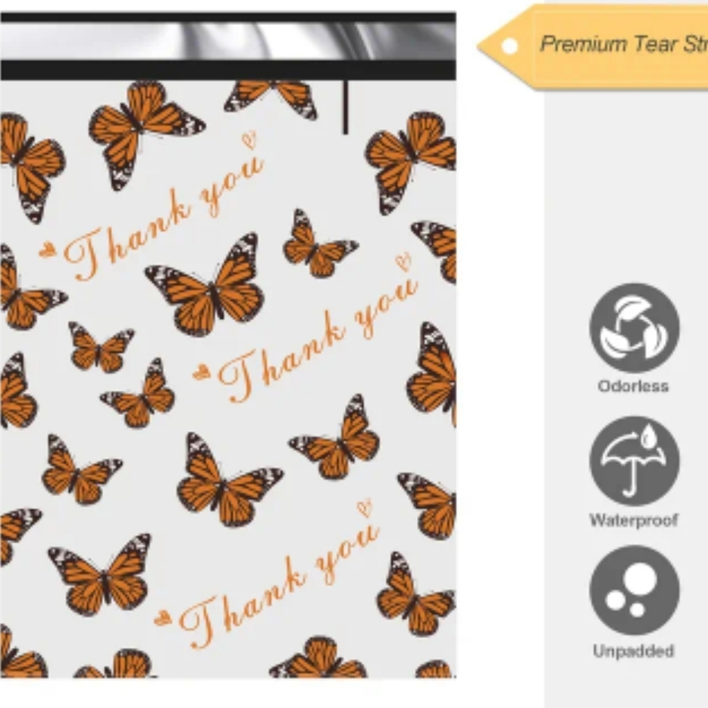 20 Pack 6x9 Butterfly Thank You Polymailers - Picture 2 of 2